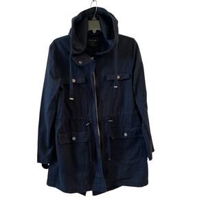 Love Tree Women's Utility Jacket Coat Navy Blue Medium Hooded Zips